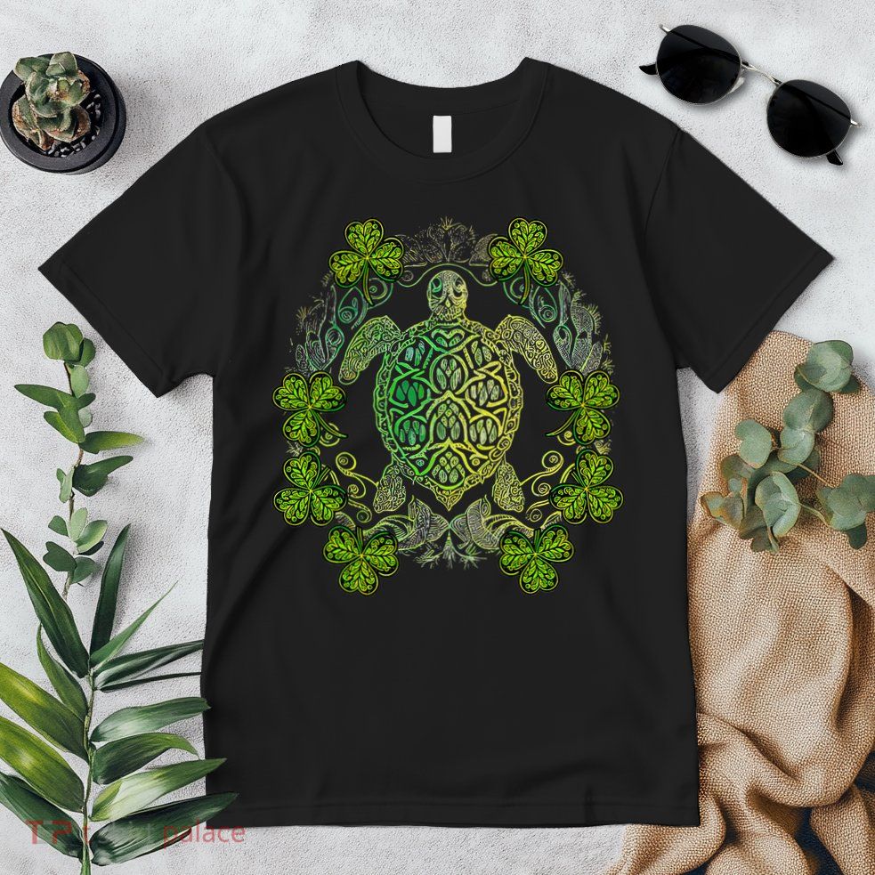 Green Sea Turtle Mandala Irish Shamrock Clover St Patricks Premium T-Shirt