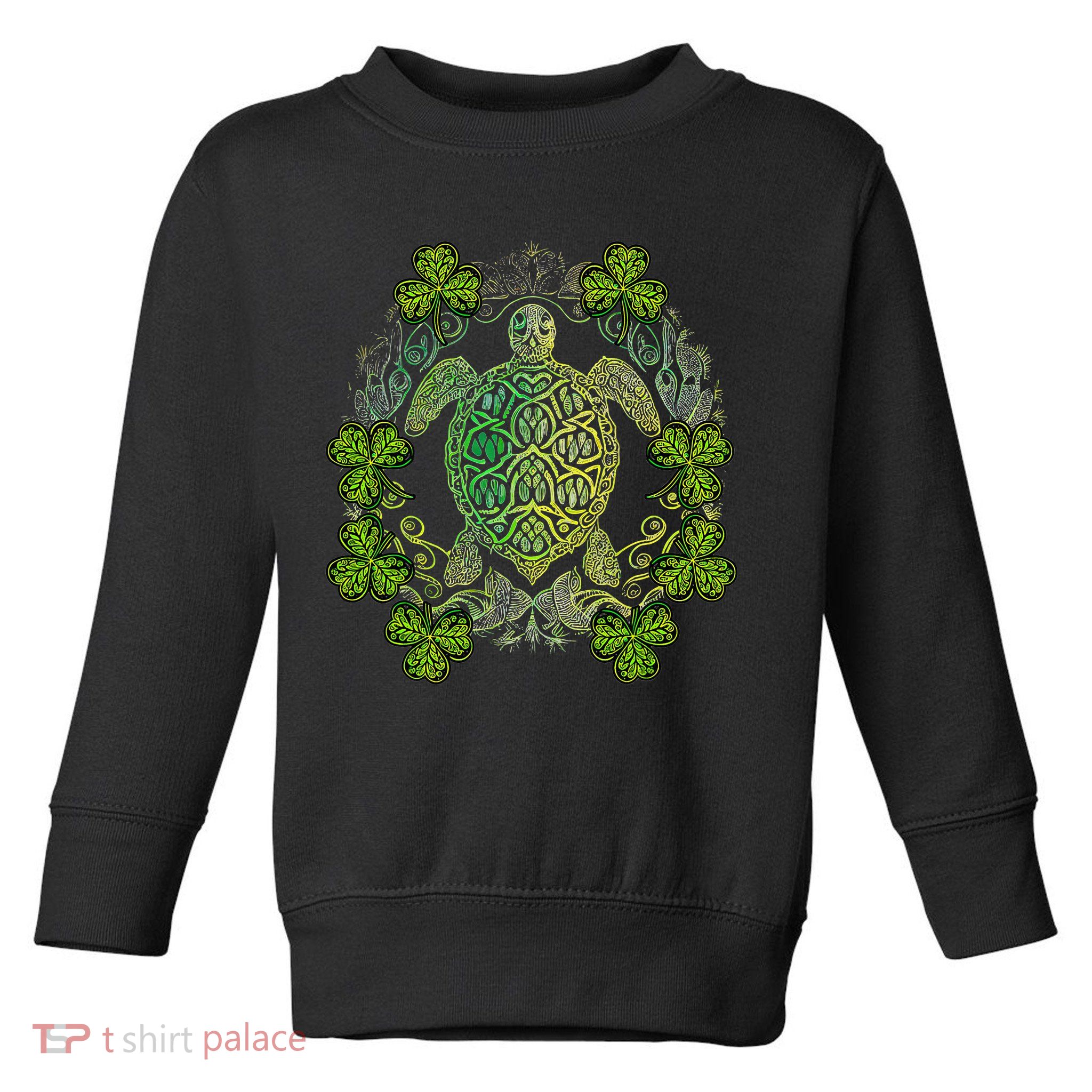 Green Sea Turtle Mandala Irish Shamrock Clover St Patricks Toddler Sweatshirt