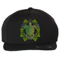 Green Sea Turtle Mandala Irish Shamrock Clover St Patricks Wool Snapback Cap