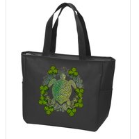 Green Sea Turtle Mandala Irish Shamrock Clover St Patricks Zip Tote Bag