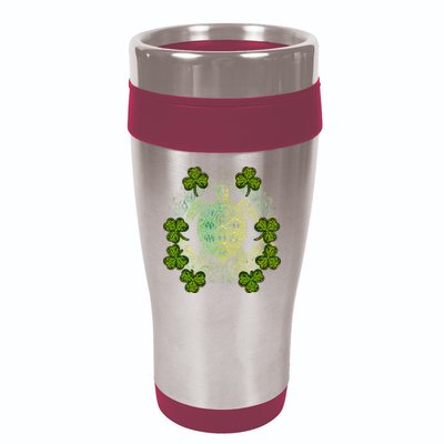 Green Sea Turtle Mandala Irish Shamrock Clover St Patricks 16oz Travel Tumbler