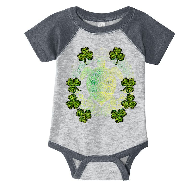 Green Sea Turtle Mandala Irish Shamrock Clover St Patricks Infant Baby Jersey Bodysuit