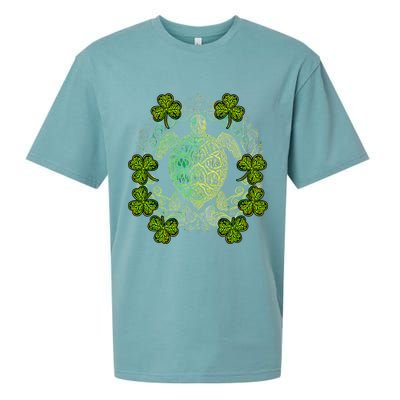 Green Sea Turtle Mandala Irish Shamrock Clover St Patricks Sueded Cloud Jersey T-Shirt
