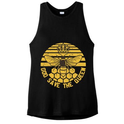 God Save the Queen Save the Bees Vintage Ladies PosiCharge Tri-Blend Wicking Tank