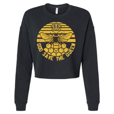 God Save the Queen Save the Bees Vintage Cropped Pullover Crew