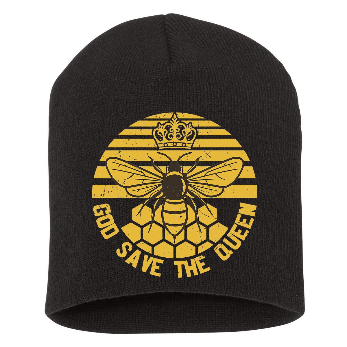 God Save the Queen Save the Bees Vintage Short Acrylic Beanie