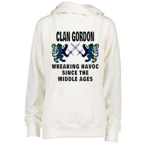 Gordon Scottish Tartan Scotland Family Clan Name Womens Funnel Neck Pullover Hood