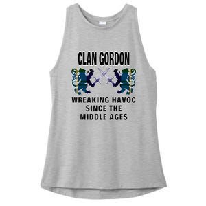 Gordon Scottish Tartan Scotland Family Clan Name Ladies PosiCharge Tri-Blend Wicking Tank