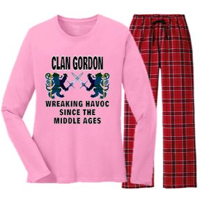 Gordon Scottish Tartan Scotland Family Clan Name Women's Long Sleeve Flannel Pajama Set 