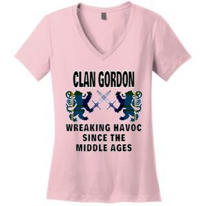 Gordon Scottish Tartan Scotland Family Clan Name Women's V-Neck T-Shirt