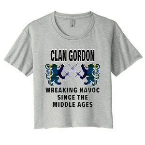 Gordon Scottish Tartan Scotland Family Clan Name Women's Crop Top Tee