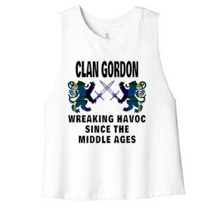 Gordon Scottish Tartan Scotland Family Clan Name Women's Racerback Cropped Tank