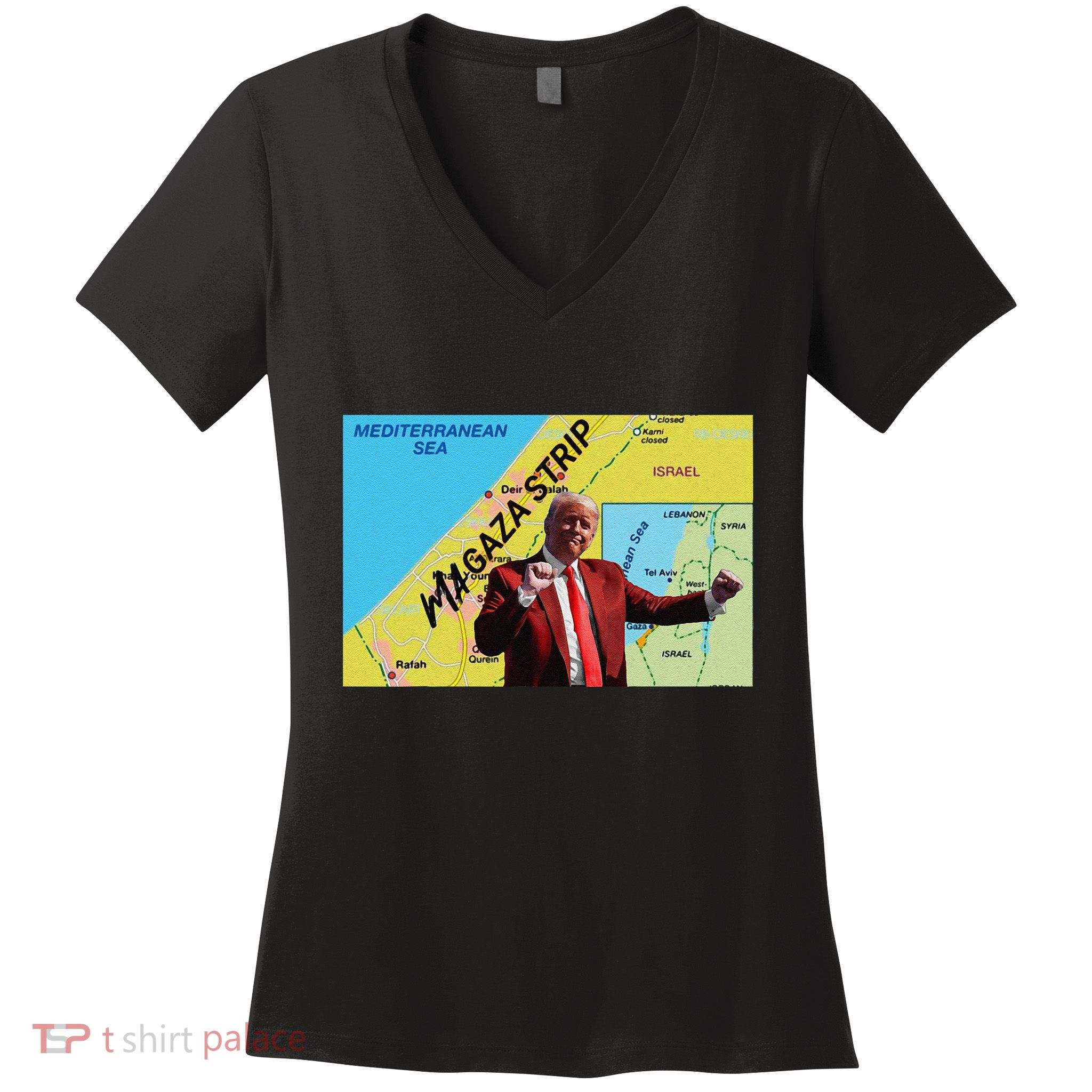Gaza Strip Trump Magaza Strip Women's V-Neck T-Shirt