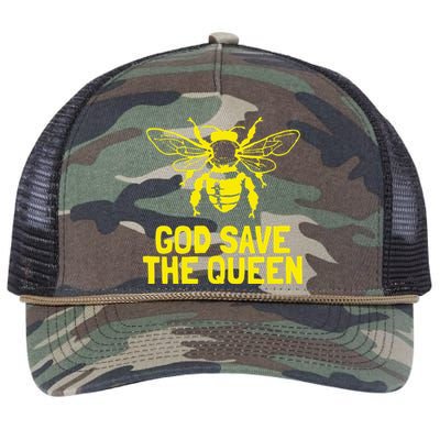 God Save The Queen Honey Bee Beekeeping Naturalist Retro Rope Trucker Hat Cap