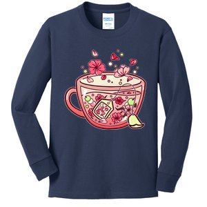 Glass Sakura Tea Kids Long Sleeve Shirt