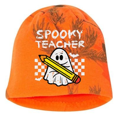 Ghost Spooky Teacher Retro Teach Halloween Costume Women Kati - Camo Knit Beanie