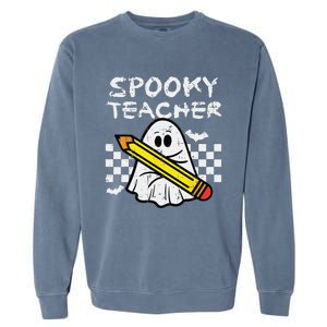 Ghost Spooky Teacher Retro Teach Halloween Costume Women Garment-Dyed Sweatshirt