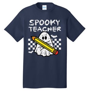 Ghost Spooky Teacher Retro Teach Halloween Costume Women Tall T-Shirt