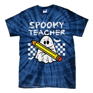 Ghost Spooky Teacher Retro Teach Halloween Costume Women Tie-Dye T-Shirt