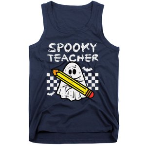 Ghost Spooky Teacher Retro Teach Halloween Costume Women Tank Top