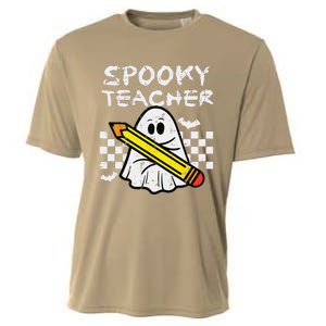 Ghost Spooky Teacher Retro Teach Halloween Costume Women Cooling Performance Crew T-Shirt