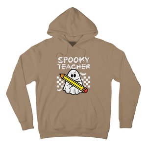 Ghost Spooky Teacher Retro Teach Halloween Costume Women Hoodie