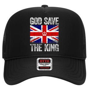 God Save The King King Charles III High Crown Mesh Back Trucker Hat