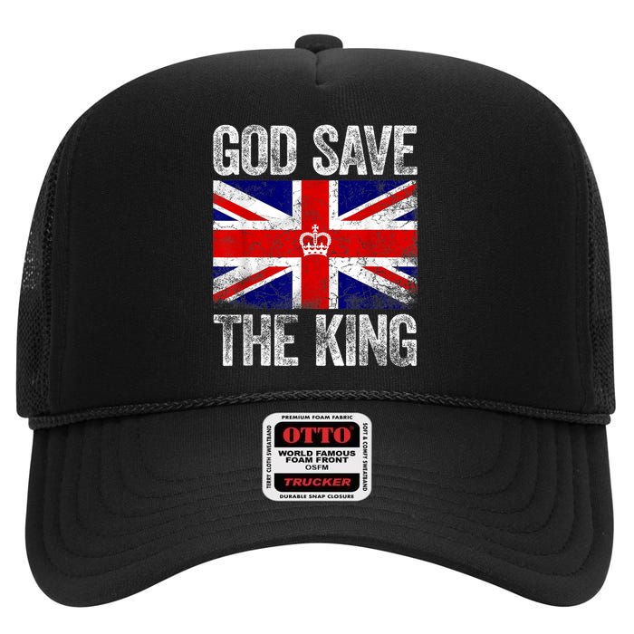 God Save The King King Charles III High Crown Mesh Back Trucker Hat