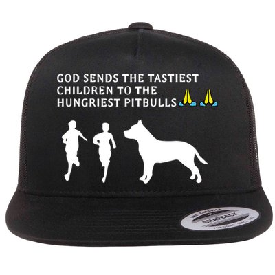 god sends tastiest children to hungriest pitbulls Flat Bill Trucker Hat