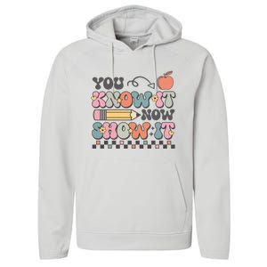 Groovy State Testing Day Teacher You Know It Now Show It Performance Fleece Hoodie