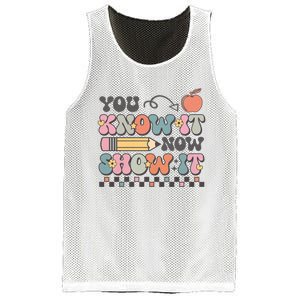 Groovy State Testing Day Teacher You Know It Now Show It Mesh Reversible Basketball Jersey Tank