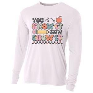 Groovy State Testing Day Teacher You Know It Now Show It Cooling Performance Long Sleeve Crew