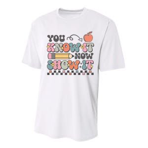 Groovy State Testing Day Teacher You Know It Now Show It Performance Sprint T-Shirt