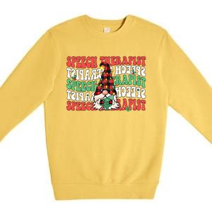 Groovy Speech Therapist Cute Christmas Gnome Slp Therapist Funny Gift Premium Crewneck Sweatshirt