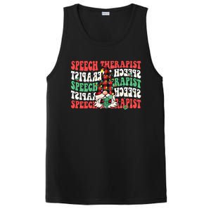 Groovy Speech Therapist Cute Christmas Gnome Slp Therapist Funny Gift PosiCharge Competitor Tank