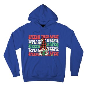 Groovy Speech Therapist Cute Christmas Gnome Slp Therapist Funny Gift Hoodie