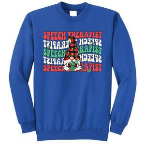 Groovy Speech Therapist Cute Christmas Gnome Slp Therapist Funny Gift Sweatshirt