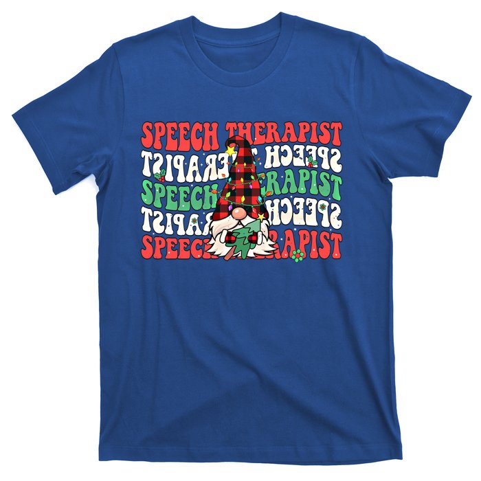 Groovy Speech Therapist Cute Christmas Gnome Slp Therapist Funny Gift T-Shirt