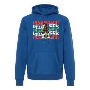 Groovy Speech Therapist Cute Christmas Gnome Slp Therapist Funny Gift Premium Hoodie