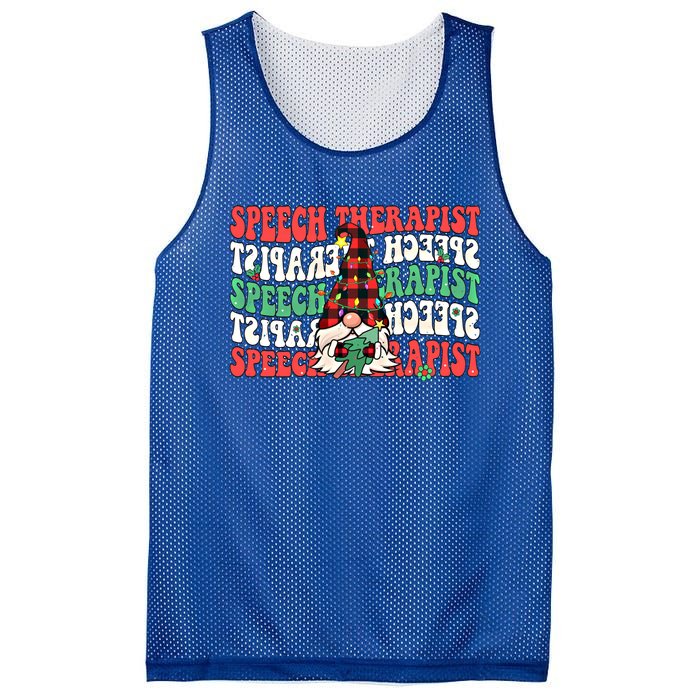 Groovy Speech Therapist Cute Christmas Gnome Slp Therapist Funny Gift Mesh Reversible Basketball Jersey Tank