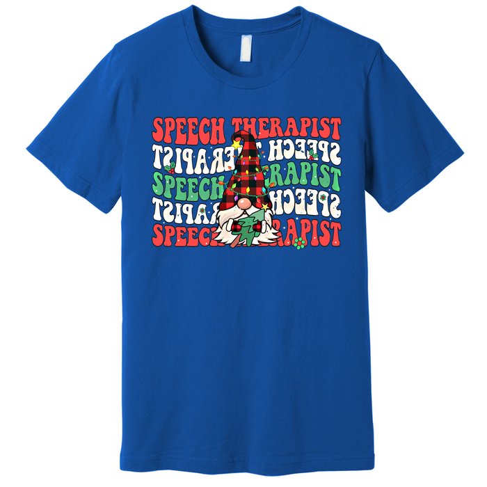 Groovy Speech Therapist Cute Christmas Gnome Slp Therapist Funny Gift Premium T-Shirt