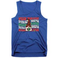 Groovy Speech Therapist Cute Christmas Gnome Slp Therapist Funny Gift Tank Top