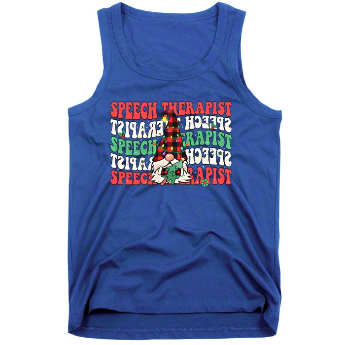 Groovy Speech Therapist Cute Christmas Gnome Slp Therapist Funny Gift Tank Top