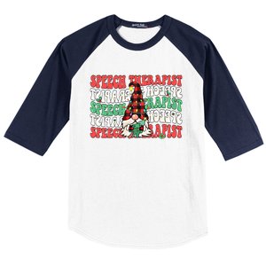 Groovy Speech Therapist Cute Christmas Gnome Slp Therapist Funny Gift Baseball Sleeve Shirt