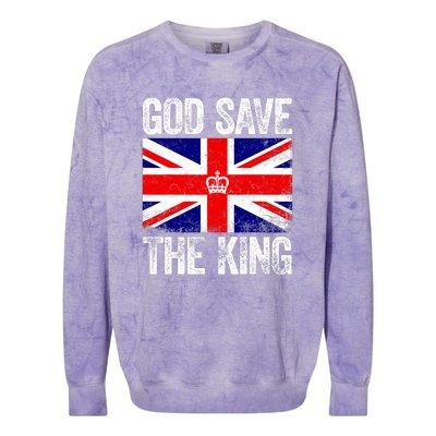 God Save The King Charles III Tee UK Flag Top King Charles Colorblast Crewneck Sweatshirt