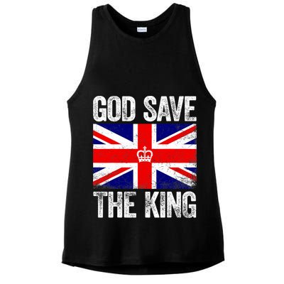 God Save The King Charles III Tee UK Flag Top King Charles Ladies PosiCharge Tri-Blend Wicking Tank