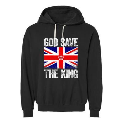 God Save The King Charles III Tee UK Flag Top King Charles Garment-Dyed Fleece Hoodie