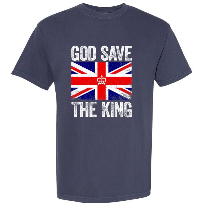 God Save The King Charles III Tee UK Flag Top King Charles Garment-Dyed Heavyweight T-Shirt