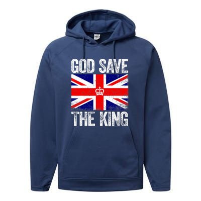 God Save The King Charles III Tee UK Flag Top King Charles Performance Fleece Hoodie