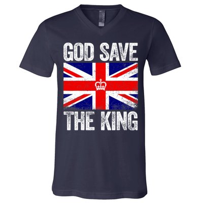 God Save The King Charles III Tee UK Flag Top King Charles V-Neck T-Shirt